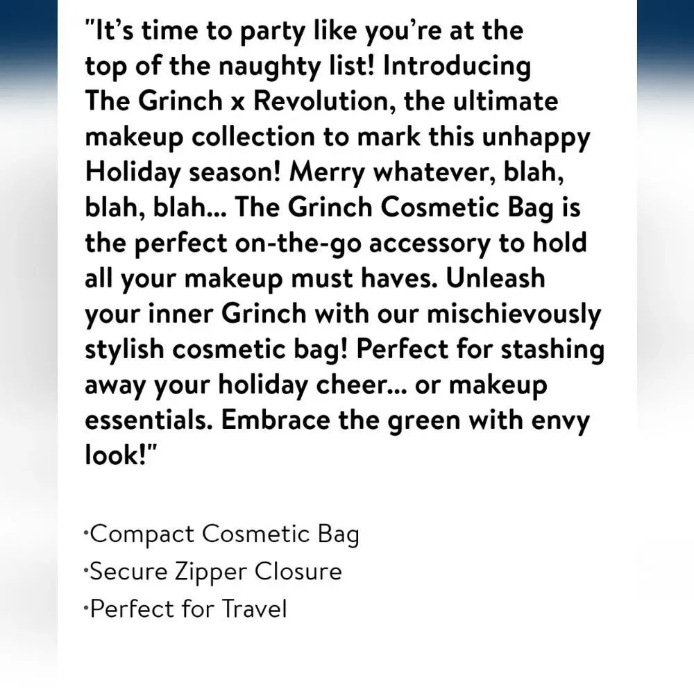 Revolution Beauty X The Grinch Cosmetic‎ Bag